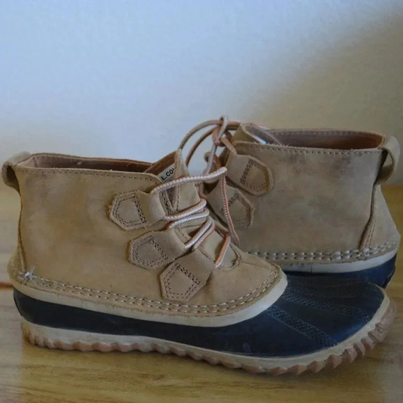 SOREL Tan & Black Waterproof Womens Lace up Duck Boot Size 5.5 - Picture 9 of 11